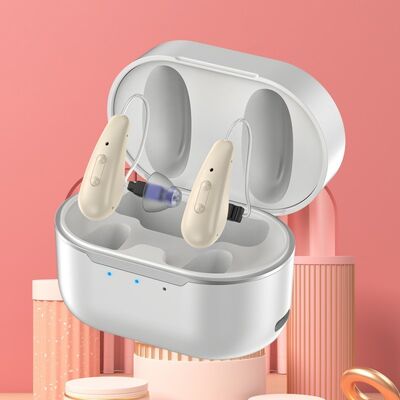 BTE CIC Επαναφορτιζόμενο Βοήθημα Ακοής Τύπου Επαγωγής Αφής Συμπαγής Συσκευή Ακοής Σχεδιασμένη για Ασύρματη Λειτουργία και Μεγάλη Διάρκεια Μπαταρίας